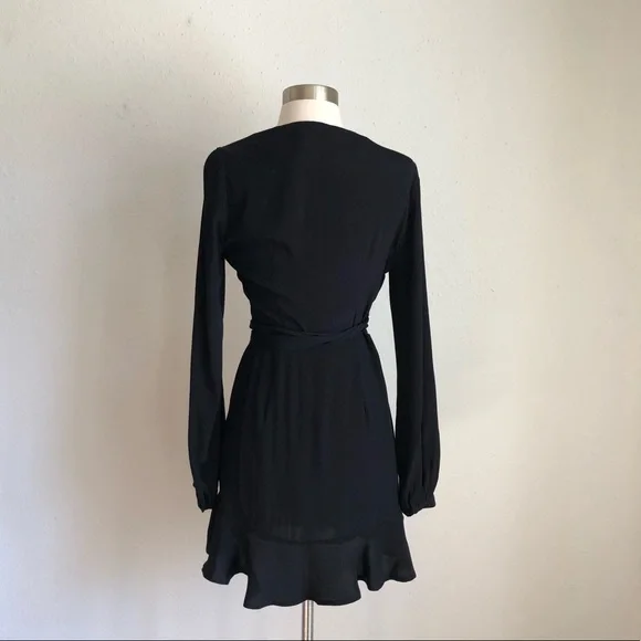 Privacy Please Perry Black Mini Ruffle Wrap Dress - Picture 4 of 8